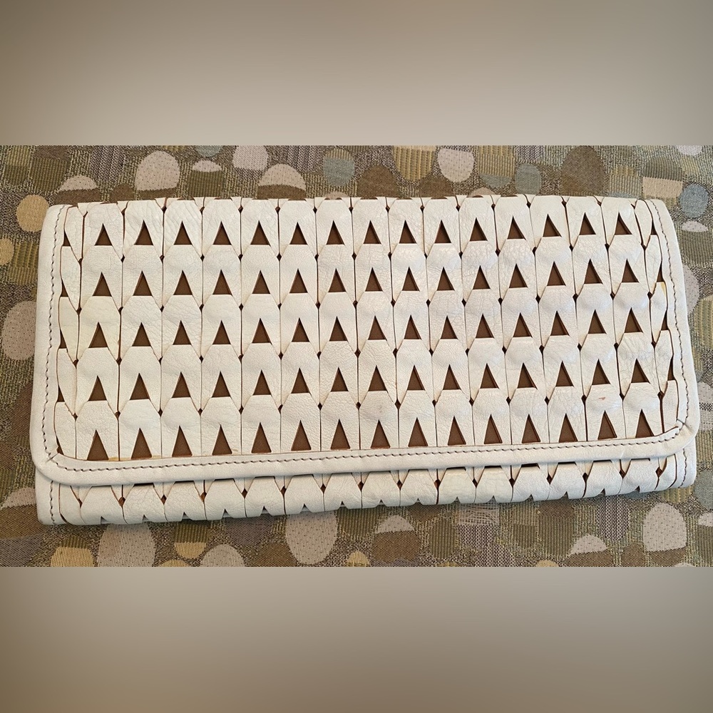Off -white leather clutch